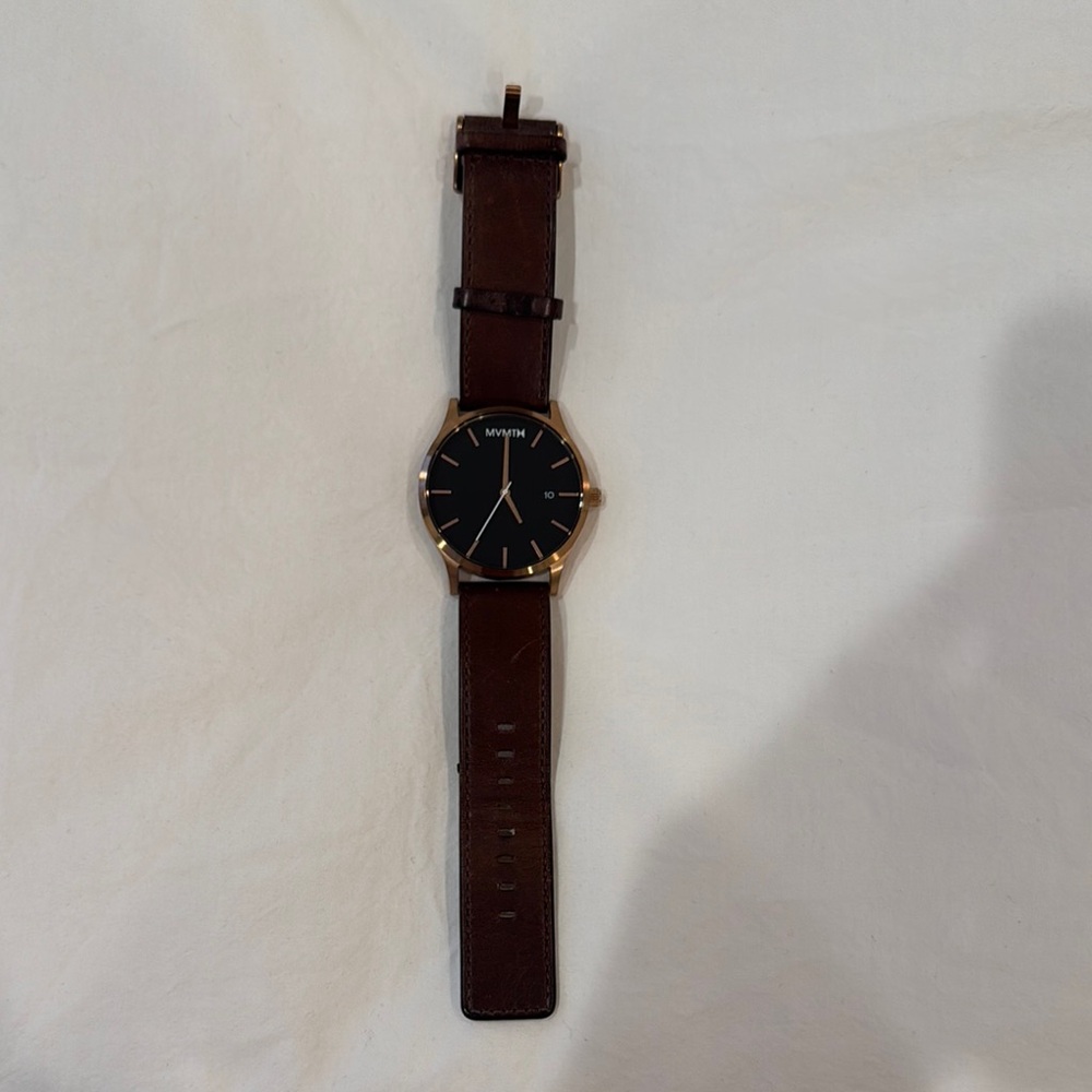 MVMT Black and Brown Leather Watch